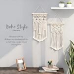 Mkono 2-Pc Macrame Wall Hanging - Boho Chic Geometric Decor for Bedroom, Nursery, or Apartment. Perfect Gift for Birthdays & Christmas! 18" L x 9.5" W. - Image 4