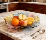 EWEIGEER 11.5-inch Colorful Crystal Glass Fruit Bowl - Sunflower Design for Desserts & Snacks - Image 2