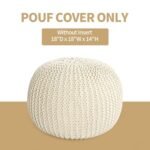 HOMBYS Handmade 100% Cotton Unstuffed Ottoman Pouf Cover - Round Foot Stool, Beige (Cover Only, No Filler) - Image 3