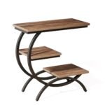 Tribesigns C-Shaped End Table: Industrial 3-Tier Side Table with Storage for Small Spaces, Rustic Brown. - Image 10