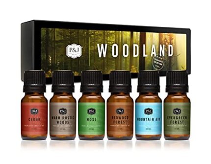 P&J Trading - Woodland Set of Scented Oils - Cedar, Warm Rustic Woods, Moss, Redwood Forest, Mountain Air, Evergreen Forest Fragrance Oils for Candle Making, Soap Making, Diffuser Oils