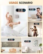GLOKUUCA 17.2" Digital Wall Clock - Color-Changing Remote, Date, Week, Temp, Auto Dim, Night Light - Image 8