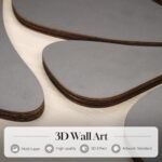 Framed 3D Wood Wall Art - Large Boho Floral Black & Beige, 3-Piece Decor for Living Room, Office & Hallway, 24x36 Inches. - Image 2