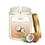 Coconut Vanilla Candle, 9 oz Scented Candles for Home Soy Candle Wax, Long Lasting Aromatherapy Candle Gift for Women Men, Birthday Christmas Gifts, Perfect for Creating a Warm Ambiance