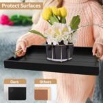 SXNOWS Large Coffee Table Tray: Wooden Serving Tray for Living Room with 2 Handles & 4 Round Coasters, Black. - Image 4