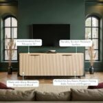 Walker Edison Reema 69" Fluted 4-Door Kitchen Sideboard Buffet Console in Coastal Oak - Image 5