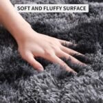 Tepook 9x12 Area Rugs: Super Soft Dark Grey Shaggy Rugs for Living Room, Bedroom, Kids, & Nursery, Non-Slip. - Image 6