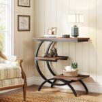 Tribesigns C-Shaped End Table: Industrial 3-Tier Side Table with Storage for Small Spaces, Rustic Brown. - Image 5