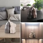 OwMell Set of 2 Loving Elephant Statues: 6" Ring Holder, Couples Gift & Lucky Home Decor - Grey - Image 3