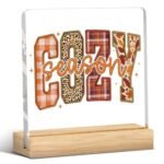 Fall Decorations for Home, Autumn Thanksgiving Decorations, Fall Cozy Season, Acrylic Sign Plaque Art Decor for Office Home Desk Farmhouse Living Room Prayer Room Bathroom Bedroom