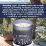 Large White Sage Sea Salt 3 Wick Candle - 14.5 oz Soy Scented Candle for Home Cleansing & Stress Relief - Image 2