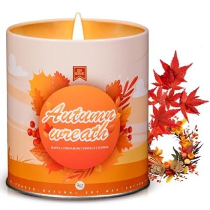 Vanilla Cinnamon Fall Candles for Home Scented Natural Soy Wax Non Toxic Birthday Candles Scented Candle 40 Hours Bruning 9oz Aromatherapy Candle Gifts for Women Halloween Thanksgiving Christmas