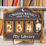 Books Read This Year Counter, Reading Tracker Sign for Home Library Decor, Book Suncatcher Ornament, Book Lover Gift for Librarian, Reader, Teacher, Women, Bookshelf Accessories for Wall & Table FF754