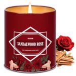 Sandalwood Rose Candle, Candles for Home Scented, 9 oz Soy Wax Candle Gift for Women Men, Aromatherapy Tin Jar Candle
