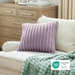 Bedsure 18x18 Throw Pillow Covers - Set of 2, Soft and Cozy Striped Design in Light Purple for Sofa, Couch, Bed. - Image 2