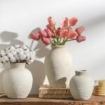 Vanselia 7.4" Rustic Ceramic Flower Vase - Farmhouse Home Decor for Living Room, Kitchen & Office - Image 8