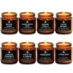 8 Pack Soy Wax Scented Candle Set - Lavender Chamomile, Citrus Sage, Amber Musk, Balsam Cedar, Coffee Whiskey - Long Lasting Aromatherapy Candles, Unisex Home & Gift Set