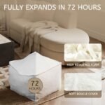 Kinevoli Square Boucle Pouf Ottoman - Soft, Lightweight Footrest for Living Room & Bedroom Relaxation - Image 5