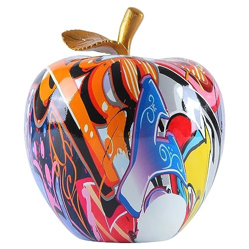 Colorful Apple Figurine - Abstract Graffiti Resin Sculpture for Home JOOMBE Colorful Fruit Figurines Apple Statue Decorations,Abstract Graffiti Apple Resin Sculpture for Table top Ornament Home Decor Christmas eve Gift(Large)