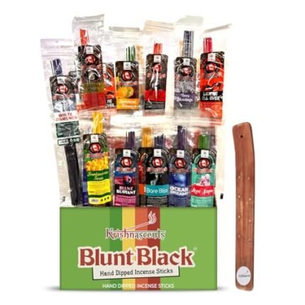 Blunt Black Hand-Dipped Incense Sticks - Premium 144-Pack | 12 Variety Scents, 11" Long | Aromatherapy with Long Burn Time (12 Pack, 144 Total Sticks)