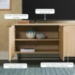 Walker Edison Reema 69" Fluted 4-Door Kitchen Sideboard Buffet Console in Coastal Oak - Image 4