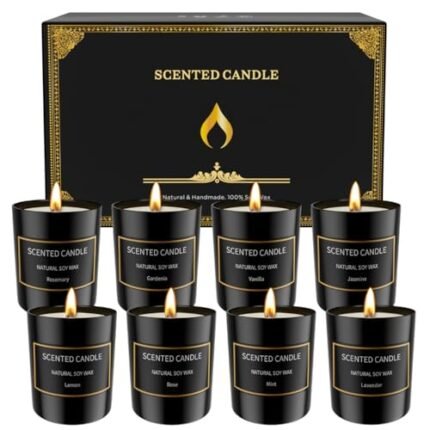 8 Pack Scented Candles Set for Men&Women, Aromatherapy Soy Candles for Home Scented, Holiday Candles Black Mens Candle Gift Set for Christmas, Birthday, Anniversary