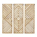 Deco 79 Set of 3 Geometric Wooden Wall Sculptures - Slatted Design, 12"W x 35"H, Brown Home Decor - Image 9