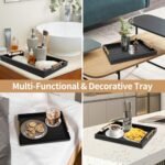 SXNOWS Large Coffee Table Tray: Wooden Serving Tray for Living Room with 2 Handles & 4 Round Coasters, Black. - Image 9