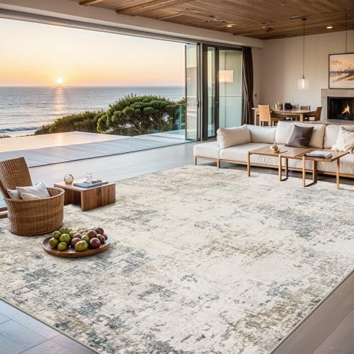8x10 Washable Area Rugs: Modern Abstract Soft Non-Slip Carpet for 8x10 Area Rugs for Living Room - Washable Rug Modern Abstract Soft Large Neutral Non-Slip Carpet Indoor Floor Stain Resistant Thin Carpets for Bedroom Dining Room Farmhouse Nursery Home Office Multi