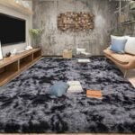 Tepook Area Rugs 9x12 for Living Room, Super Soft Fluffy Rugs for Bedroom, Modern Shaggy Rug Fuzzy Carpets for Kids, Plush Indoor Nursery Home Decor Rug with Non-Slip Bottom, Tie-Dyed Dark Grey