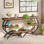 Tribesigns C-Shaped End Table: Industrial 3-Tier Side Table with Storage for Small Spaces, Rustic Brown. - Image 7