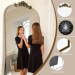 Antok 71"x28" Arched Full-Length Mirror: Elegant Bronze Carved Floor Mirror for Bedroom & Living Room Decor. - Image 4