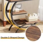 Tribesigns C-Shaped End Table: Industrial 3-Tier Side Table with Storage for Small Spaces, Rustic Brown. - Image 9
