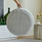 Inflatable Pouf Ottoman by weruisi: 21x10" Chenille Foot Rest with Portable Handle, Ideal for Living Room & Kids' Room. - Image 7