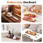 HOMKULA Acacia Wood Serving Tray - Mini Charcuterie Board, Small Cheese Board (14"x5.5") for Kitchen & Home Decor - Image 4