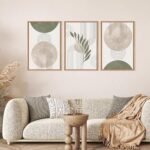 HPINUB Sage Green Boho Canvas Wall Art Set - Minimalist Botanical Decor for Living Room, Bedroom, Office - 24"x36"x3 - Image 4