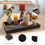 SXNOWS Large Coffee Table Tray: Wooden Serving Tray for Living Room with 2 Handles & 4 Round Coasters, Black. - Image 2