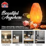 USB Himalayan Salt Lamp with Touch Dimmer, Natural Pink Crystal, LED Bulb, Wooden Base – Ideal Home Decor Gift! - Image 7