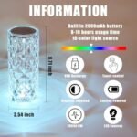 BGFHome RGB Color Changing Crystal Table Lamp: Romantic LED Rose Diamond Touch Light with Remote for Living Room. - Image 3