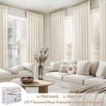 96-Inch Pinch Pleated Linen Curtains for Living Room & Bedroom - Light Filtering Boho Drapes, 2 Panels with Hooks & Rings for 8ft Cream Birch Sliding Glass Door. - Image 7
