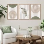 HPINUB Sage Green Boho Canvas Wall Art Set - Minimalist Botanical Decor for Living Room, Bedroom, Office - 24"x36"x3 - Image 2