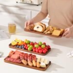HOMKULA Acacia Wood Serving Tray - Mini Charcuterie Board, Small Cheese Board (14"x5.5") for Kitchen & Home Decor - Image 6