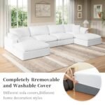 Intuition Decor Cloud Couch: Modern U-Shaped 6-Seater Sectional Sofa with Removable White Linen Cushions. - Image 6