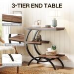Tribesigns C-Shaped End Table: Industrial 3-Tier Side Table with Storage for Small Spaces, Rustic Brown. - Image 8