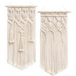 Mkono 2 Pcs Macrame Woven Wall Hanging Boho Chic Geometric Art Decor - Beautiful Bedroom Nursery Apartment Home Decoration, Gift for Girls Adults Birthday Christmas, Small Size 18" L x 9.5" W