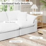 Intuition Decor Cloud Couch: Modern U-Shaped 6-Seater Sectional Sofa with Removable White Linen Cushions. - Image 5
