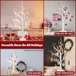 PEIDUO 2FT Birch Tree with LED Warm White Fairy Lights - Battery-Powered Christmas Tabletop Decoration - Image 4