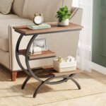 Tribesigns C-Shaped End Table: Industrial 3-Tier Side Table with Storage for Small Spaces, Rustic Brown. - Image 3