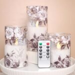 Rose LED Flameless Glass Candles with Remote & Timer - Battery Operated Floral Decor for Spring, Easter & Holidays - Set of 3 - Image 6