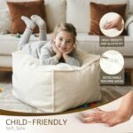 Kinevoli Square Boucle Pouf Ottoman - Soft, Lightweight Footrest for Living Room & Bedroom Relaxation - Image 3